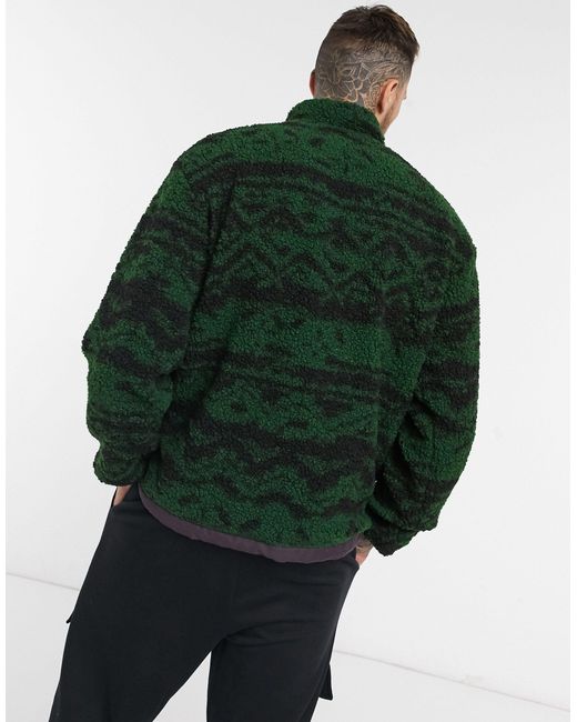 Reebok Classics Printed Half Zip Fleece Jacket in Green for Men Lyst UK