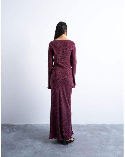 Robe mi-longue à encolure bateau en cupro jacquard TOPSHOP en coloris Purple