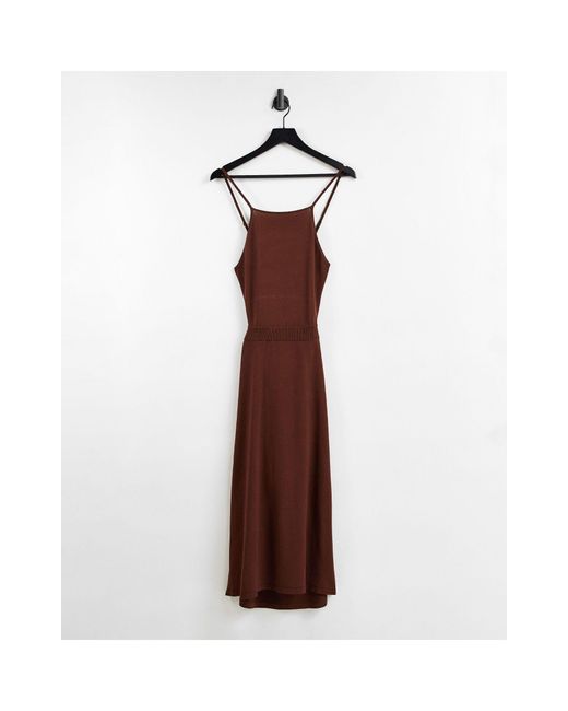 & Other Stories Brown Knitted Cut Out Sides Midi Dress