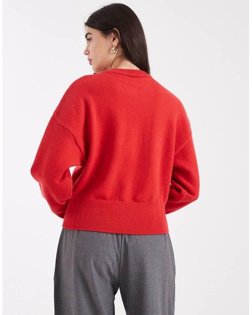 Daisy Street Red Fitted Waist Cardigan