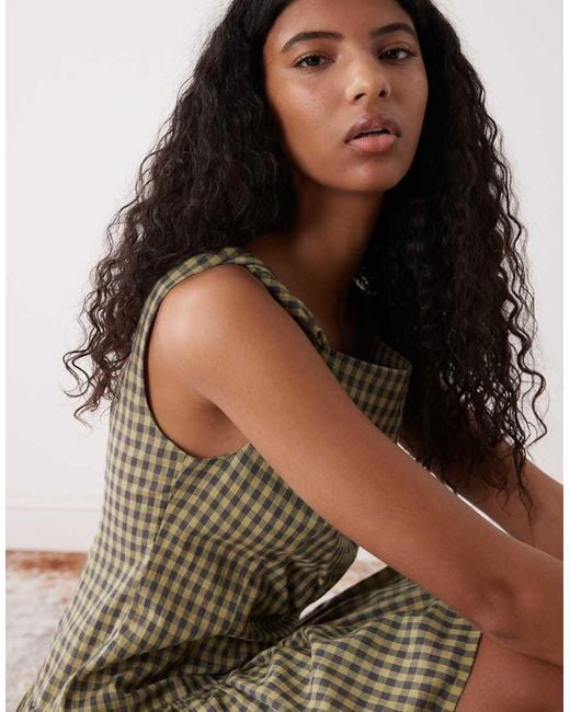 Collusion Natural High Neck Smock Mini Dress