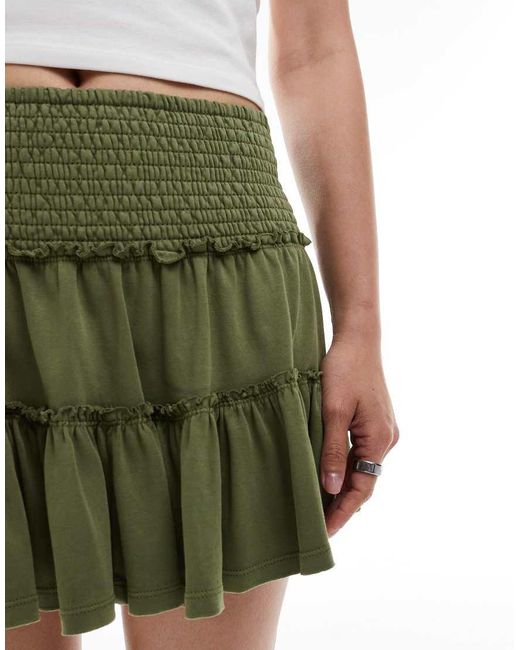 Superdry Green Tiered Jersey Mini Skirt