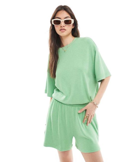 ASOS Textured Knit Short Co-ord in Green Lyst UK