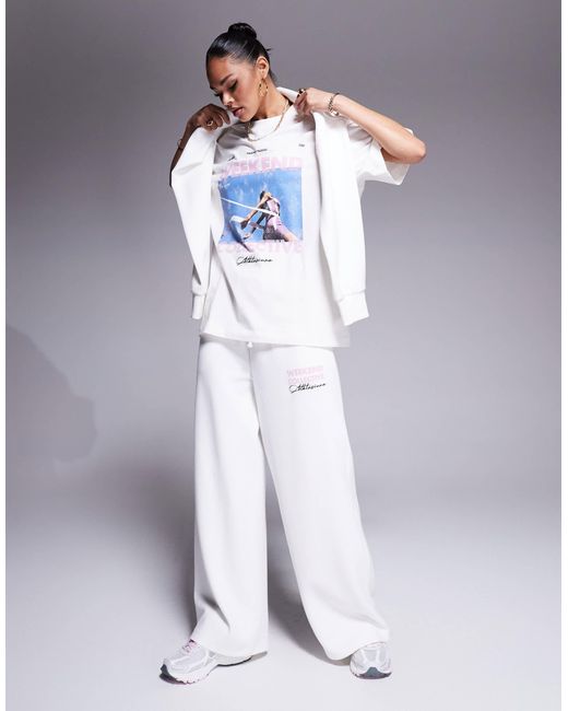 ASOS Blue Weekend Collective Tshirt Co-ord With Runner Graphic
