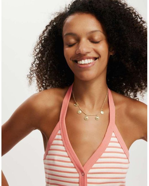 Cotton On Blue Alexa Button Front Halter