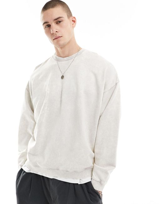 Bershka – oversize-sweatshirt in White für Herren