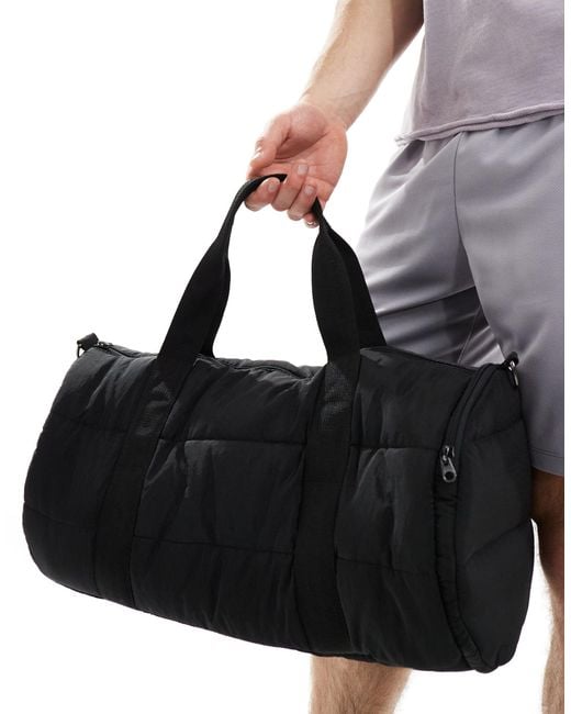 ASOS 4505 Black Quilted Gym Bag With Cross Body Strap for men