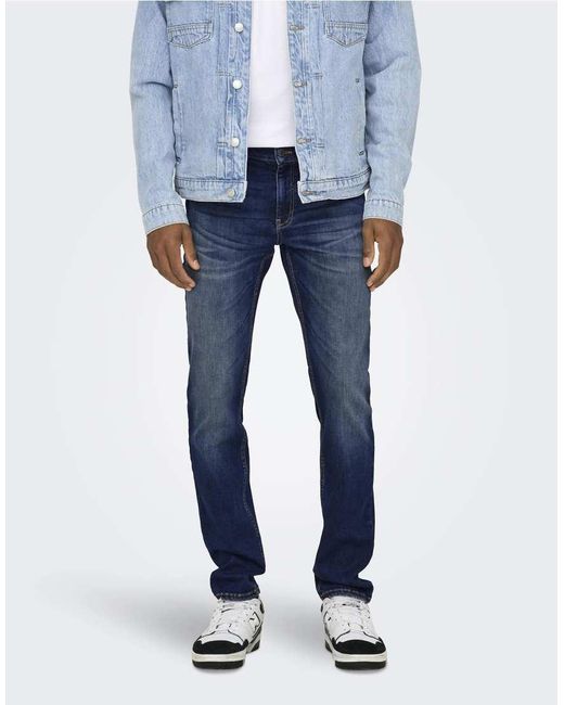 Vaqueros De Corte Slim En De Only & Sons de hombre de color Blue