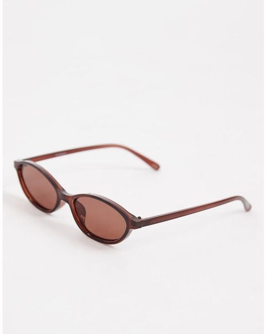 ASOS Brown Slim Oval Sunglasses