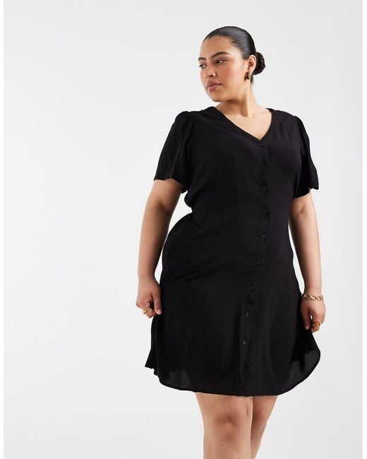 Vero Moda Black Button Through Mini Skater Dress