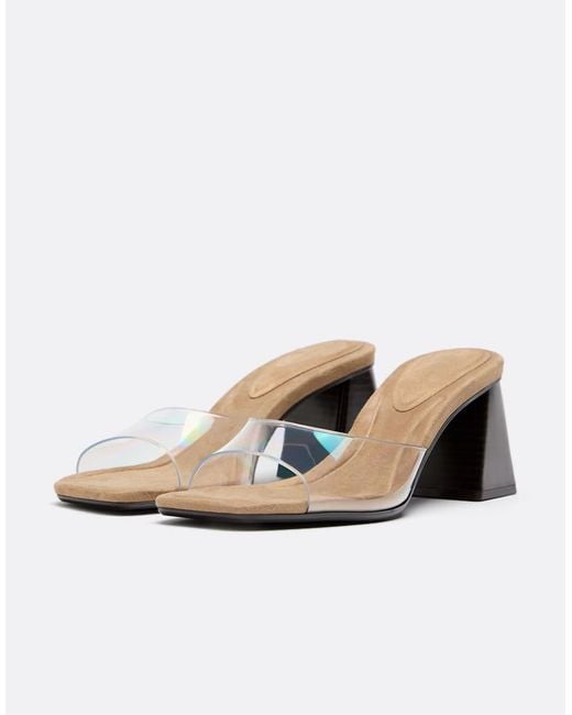 Stradivarius Natural Block Heel Sandals