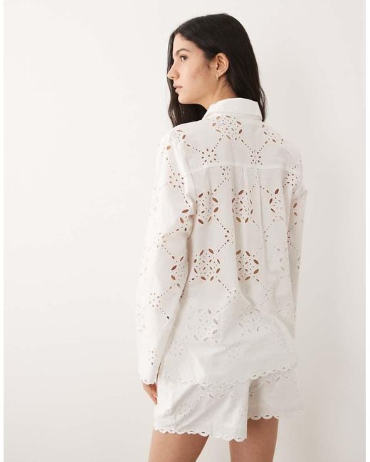 River Island Natural Cutwork Poplin Shirt