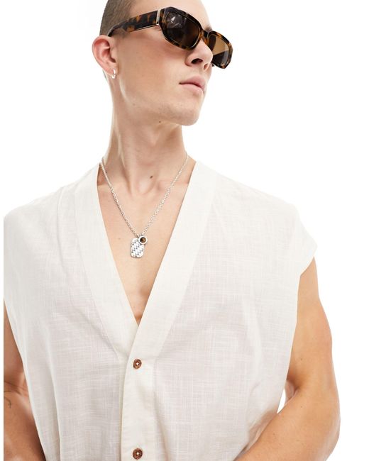 ASOS White Relaxed Sleeveless Smart Linen Shirt for men