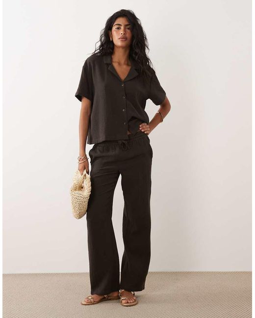 Jdy Black Cheesecloth Shirt Co-ord