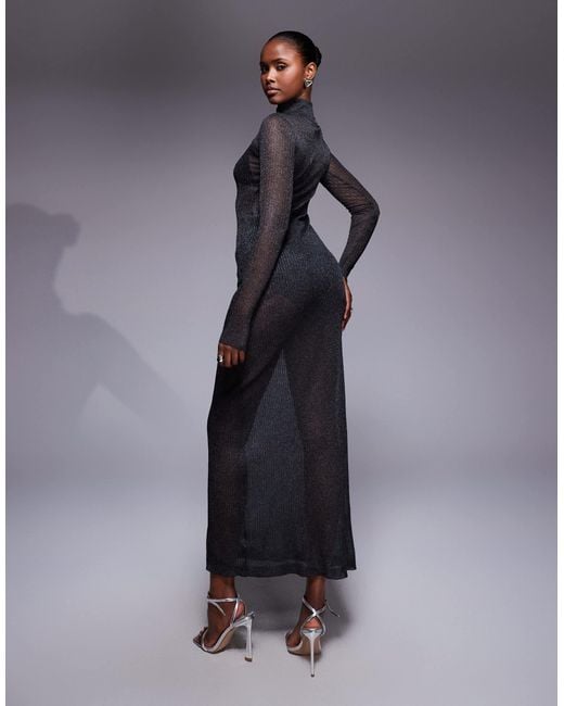 AFRM Shimmer Ribbed Maxi Dress With Panty in Blue | Lyst