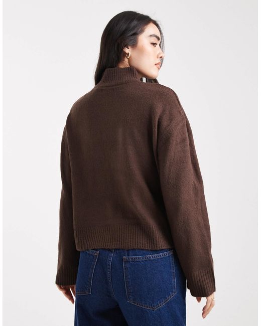 Brave Soul Brown High Neck Knitted Jumper