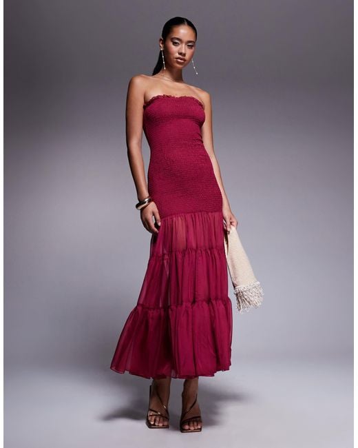 Bardot Red – azura – trägerloses maxikleid