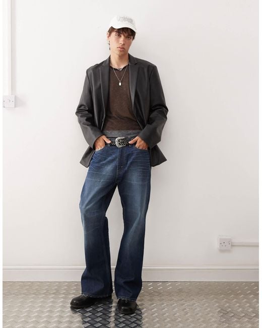 Cheap Monday Blue Boo Bootleg Rigid Bootcut Jeans for men