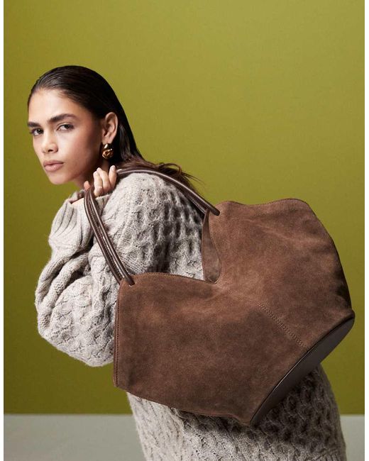ASOS Multicolor Suede Tubular Knot Handle Tote Bag