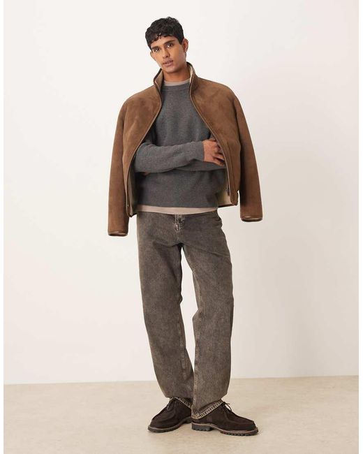Mango Gray Wool Mix Relaxed Fit Ribbed Sweater for men