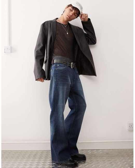 Cheap Monday Blue Boo Bootleg Rigid Bootcut Jeans for men