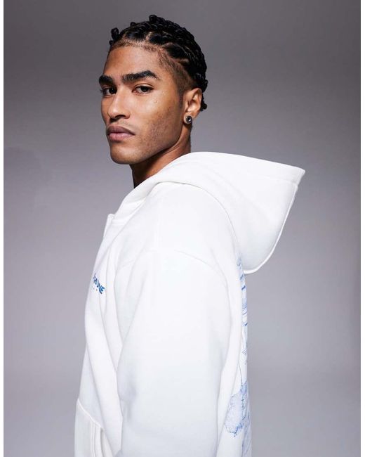 Sixth June White Cafe Zip Through Hoodie for men