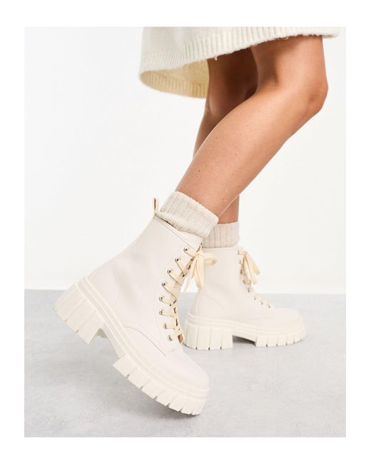 ASOS White Auto Chunky Lace Up Boots