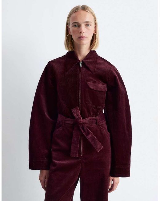 & Other Stories Purple Belted Corduroy Jumpsuit