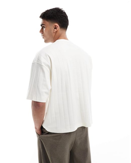 ASOS – geripptes t-shirt in White für Herren