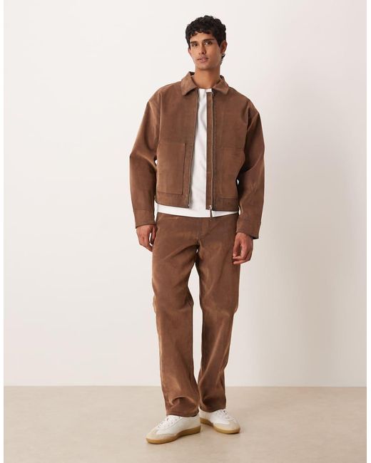 ASOS Natural Suede Look Straight Jeans for men