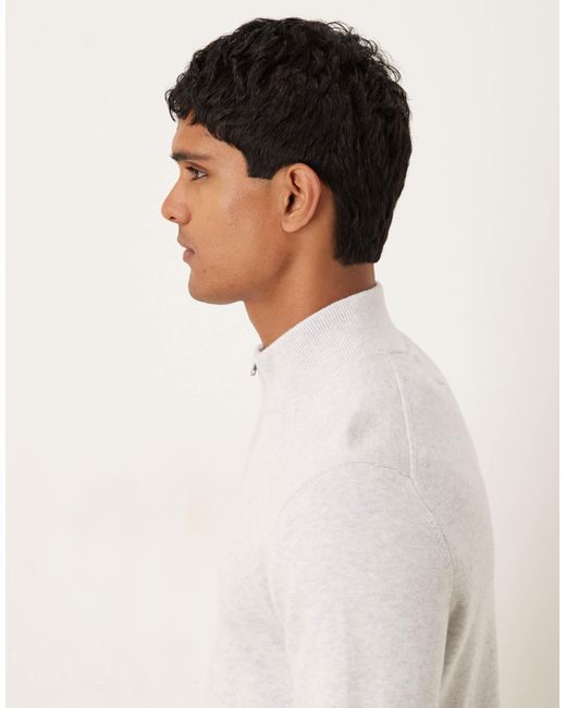 Pull à col zippé et manches longues avec logo sur le devant Abercrombie & Fitch pour homme en coloris White