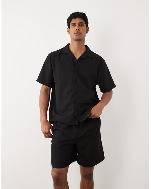 New Look Natural Co-Ord Linen Look Pull On Shorts for men