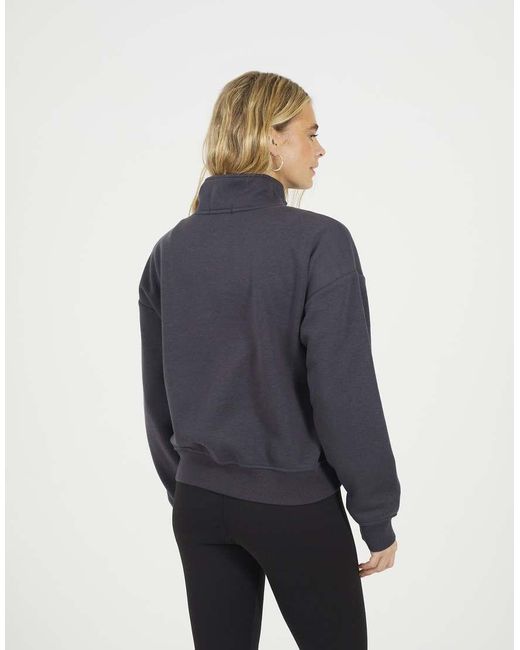 Brave Soul Blue Funnel Neck Quarter Zip Sweatshirt