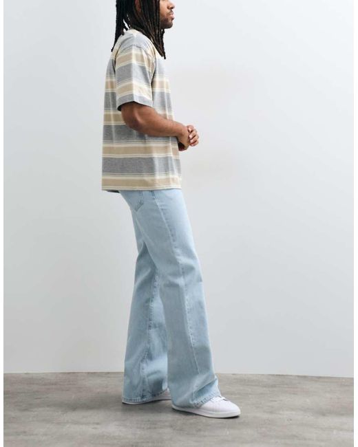 ASOS Blue Wide Flare Jeans for men