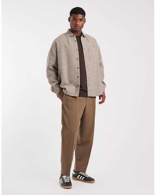 ASOS Natural Volume Oversized Boucle Shirt for men