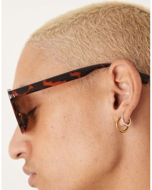 ASOS Black Square Sunglasses With Lens And Dark Tortoiseshell Frame for men