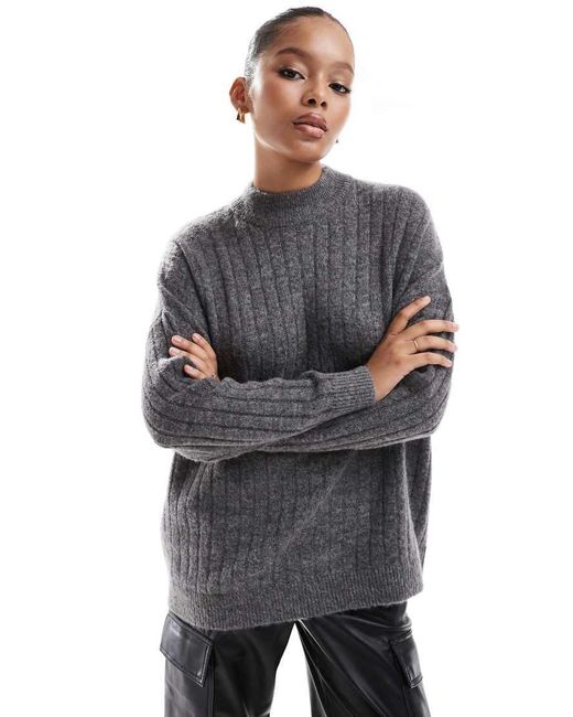 SELECTED Gray Crew Neck Merino Wool Blend Jumper