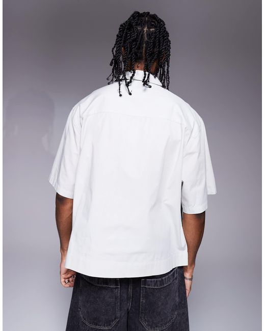 ASOS White Boxy Oversized Shirt With Concealed Buttons for men