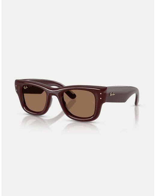 Ray-Ban Brown Wayfarer Puffer Square Sunglasses With Lens