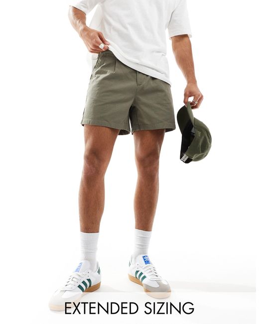 ASOS Green Pleated Chino Short for men
