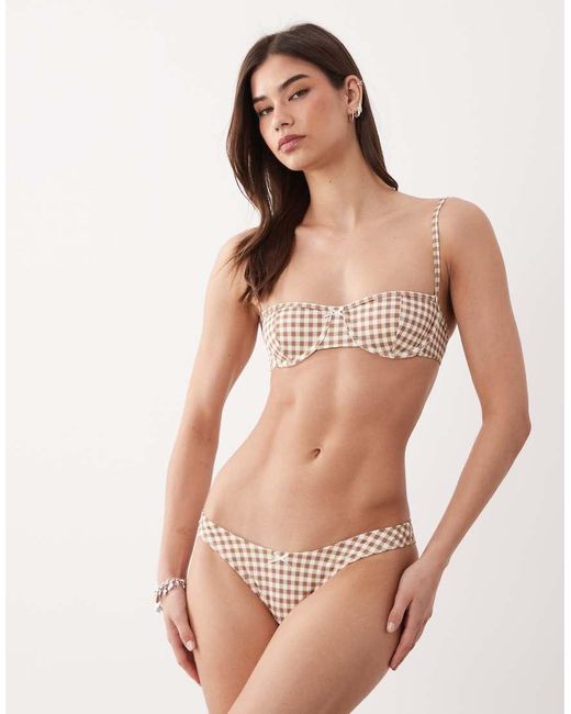 Free Society Natural Gingham High Leg Bikini Bottom