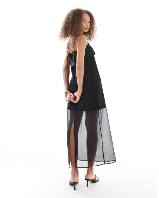 Robe longue en mousseline avec ourlet transparent Object en coloris Black