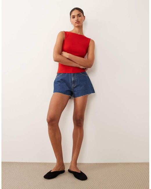 Brave Soul Red High Neck Tank Top