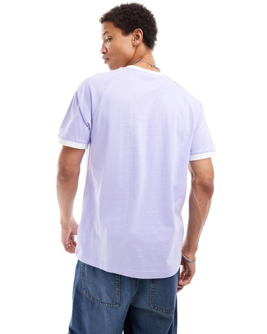 T-shirt à trois rayures - lilas Adidas Originals pour homme en coloris White