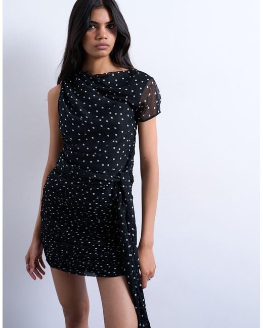 TOPSHOP White Grown On Shoulder Sash Dress