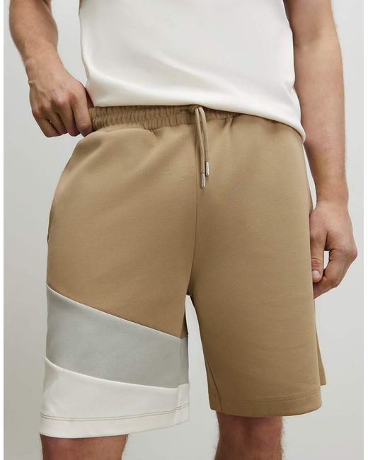 River Island White Regular Fit Colour Block Shorts for men