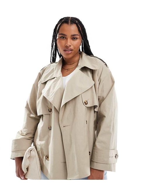 ASOS Asos Design Curve Oversized Short Trench Coat With Belt in Natural Lyst UK