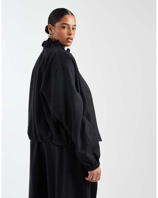 ASOS Blue Curve Tailored Funnel Neck Track Jacket