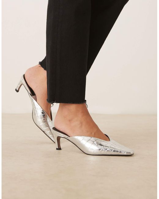 ASOS Natural Storm Chisel Toe Mid Heel Mules