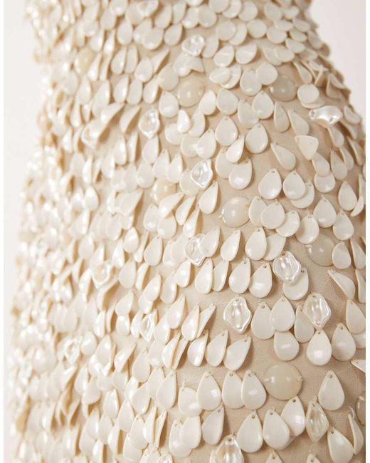 ASOS Natural Square Neck Mini Dress With Premium All Over Shell Embellishment